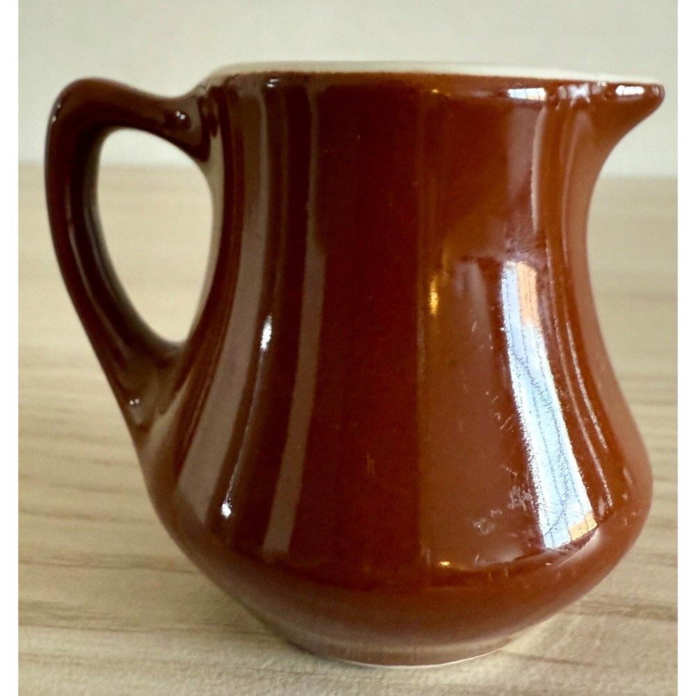 Vintage Hall USA Individual Creamer Cream Pitcher Brown Brownware 2" tall